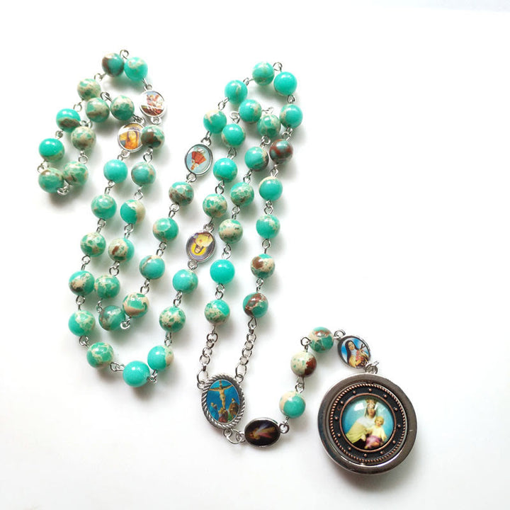 Olivenorma Emperor Stone Virgin Maria Mercy Rosary Necklace - image 4
