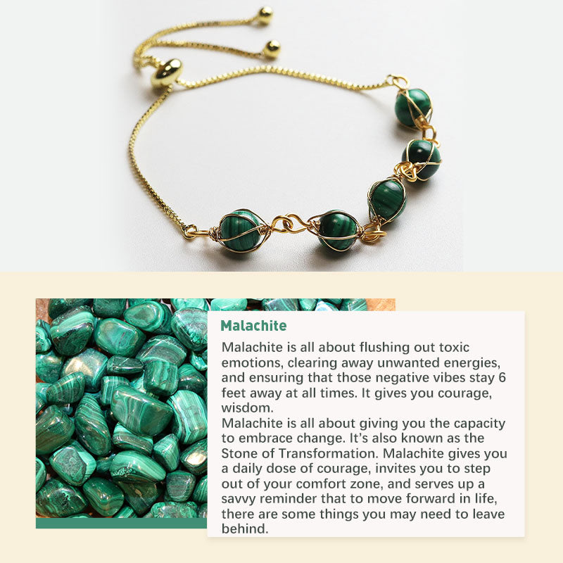 Chakras Natural Crystal Stone Bracelet - Malachite - image 10
