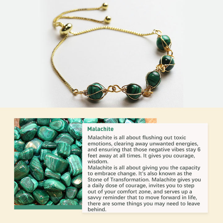 Chakras Natural Crystal Stone Bracelet - Malachite - image 10