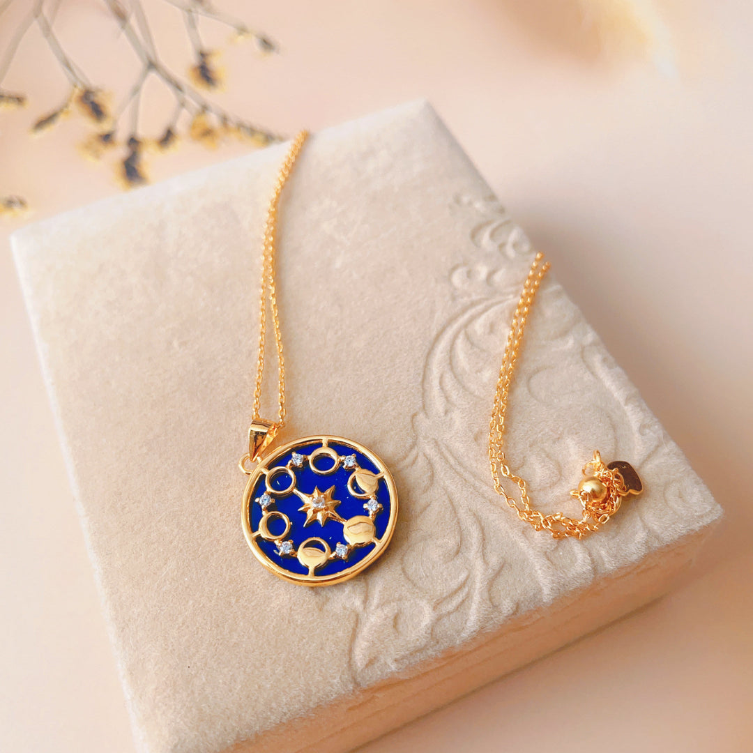 Olivenorma Lapis Lazuli Moon Phase Eight Awn Star Necklace - image 6
