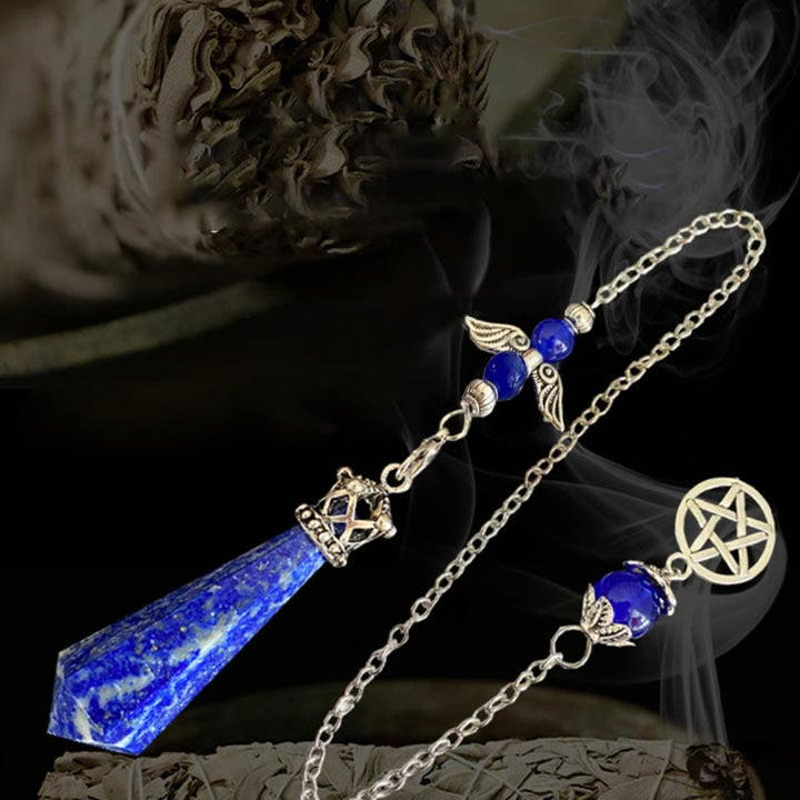 Olivenorma Lapis Lazuli Crystal Crown Wings Pendulum - image 3