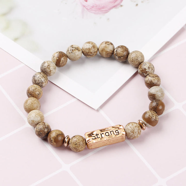 Olivenorma Natural Gemstone Strong Engraving Bracelet - image 3