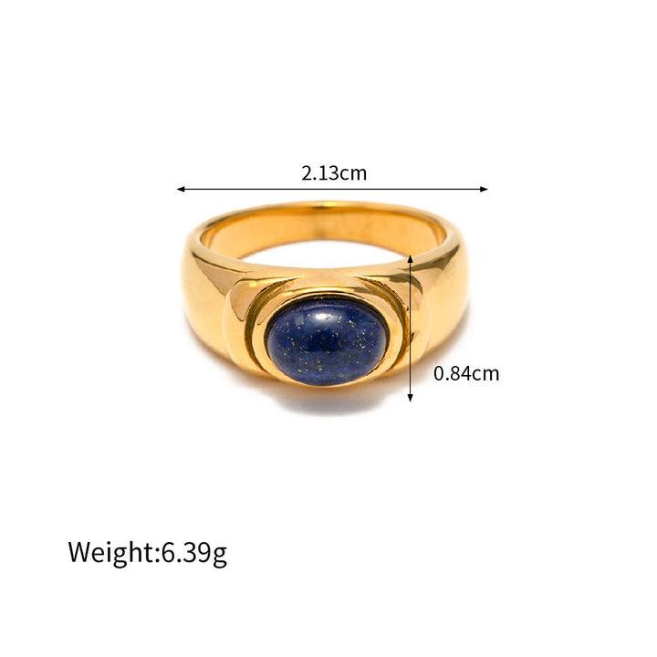 Olivenorma Court Vintage Titanium Steel Lapis Lazuli Ring Set - 8 - Lapis Lazuli#5 - image 5