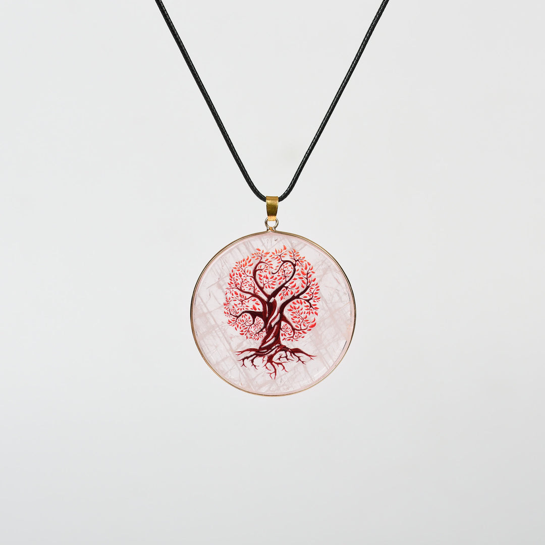 Olivenorma Crystal Hamsa Chakra Tree Of Life Necklace - Rose Quartz - Tree Of Life - image 8