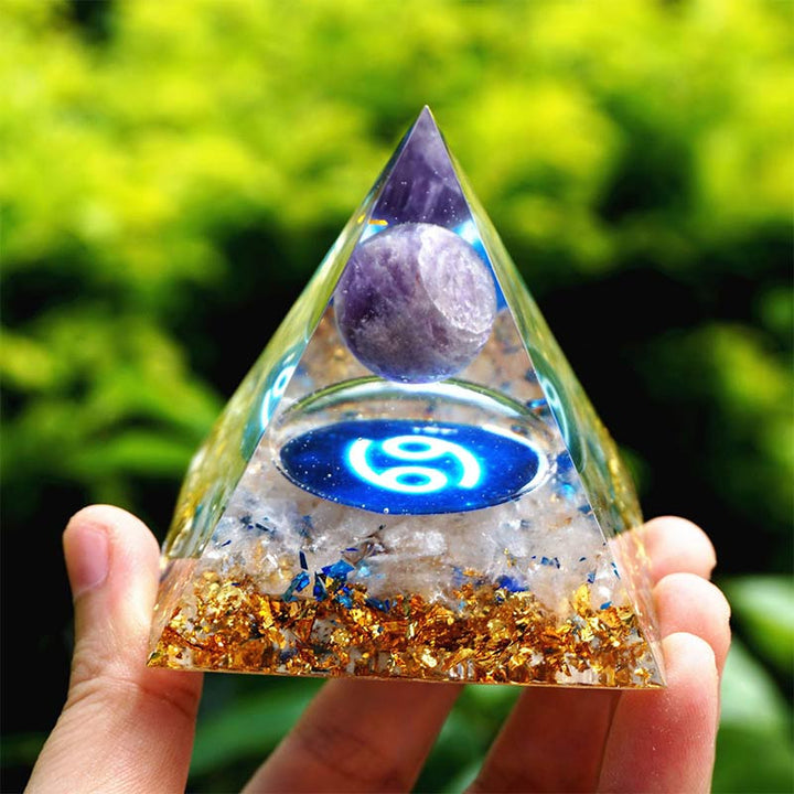 Olivenorma Amethyst with Clear Quartz Cancer Zodiac Orgone Pyramid - 10*10cm - YES PLEASE $8 - image 0