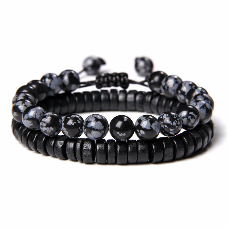 Olivenorma African Turquoise Snowflake Obsidian Double Beaded Bracelet - image 6