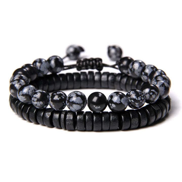 Olivenorma African Turquoise Snowflake Obsidian Double Beaded Bracelet - image 6