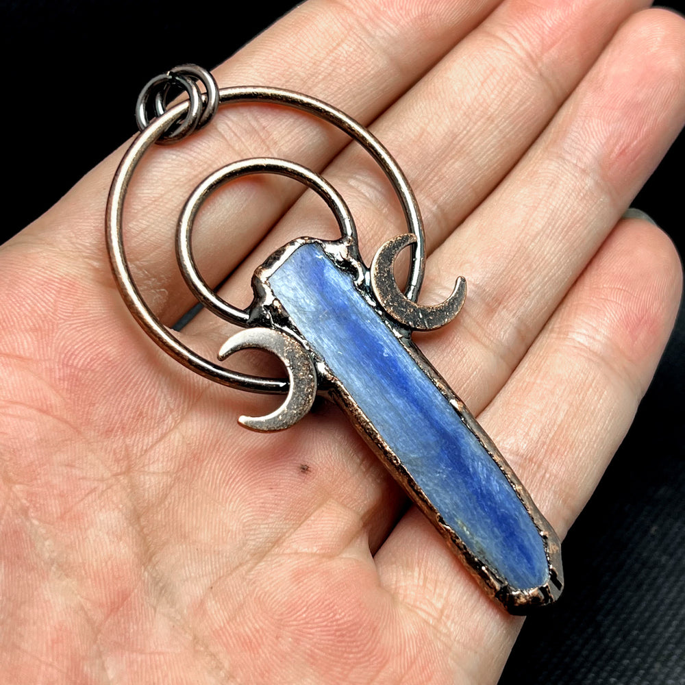 Olivenorma Kyanite Copper Double Moon Ring Pendant Necklace - image 1