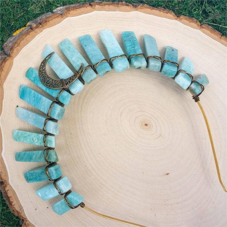 Olivenorma Natural Amazonite Labradorite Hair Accessory Headband Crystal Crown - image 2