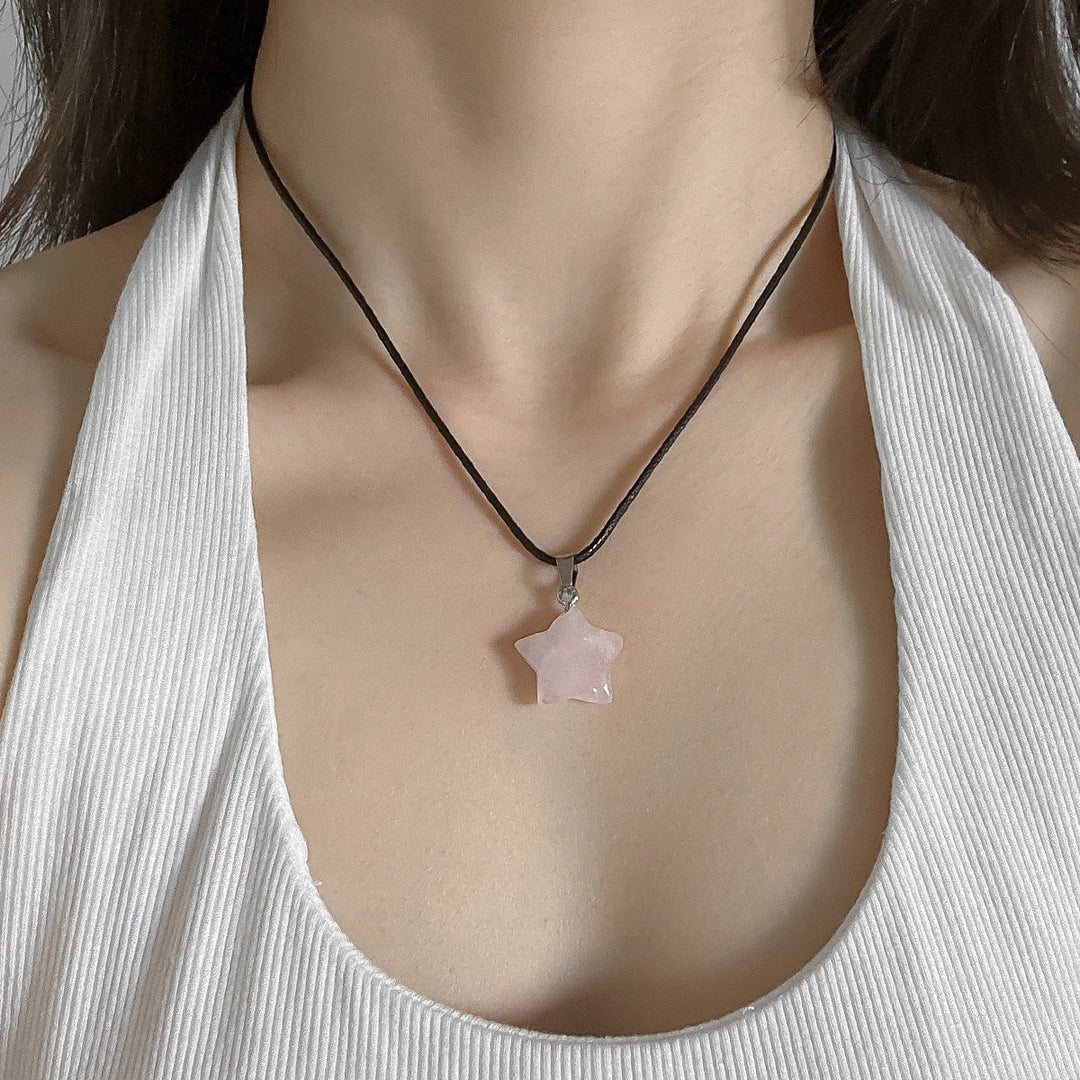 Olivenorma Natural Crystal Star Pendant Necklace - Rose Quartz - image 5