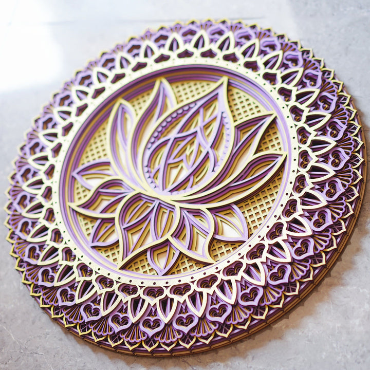 Olivenorma Pink Lotus Mandala 3D Engraving Wall Decor - image 5