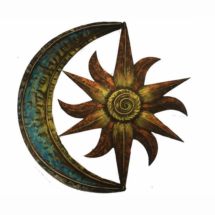 Olivenorma Sun And Moon Celestial Themed Metal Wall Decor - 13.78*13.78"(35*35cm) - image 0