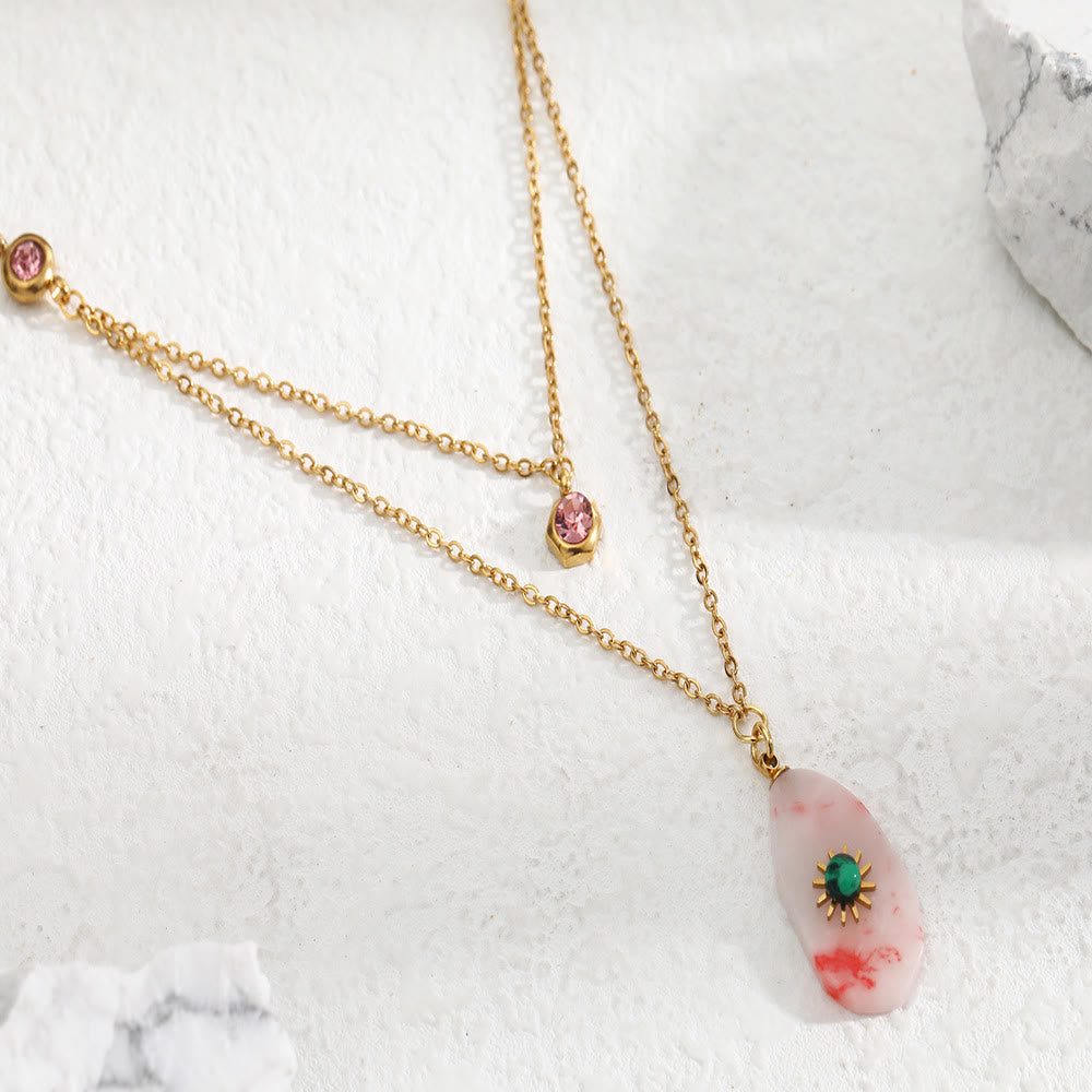 Olivenorma Rhodochrosite Zirconia Double Panel Necklace - image 3