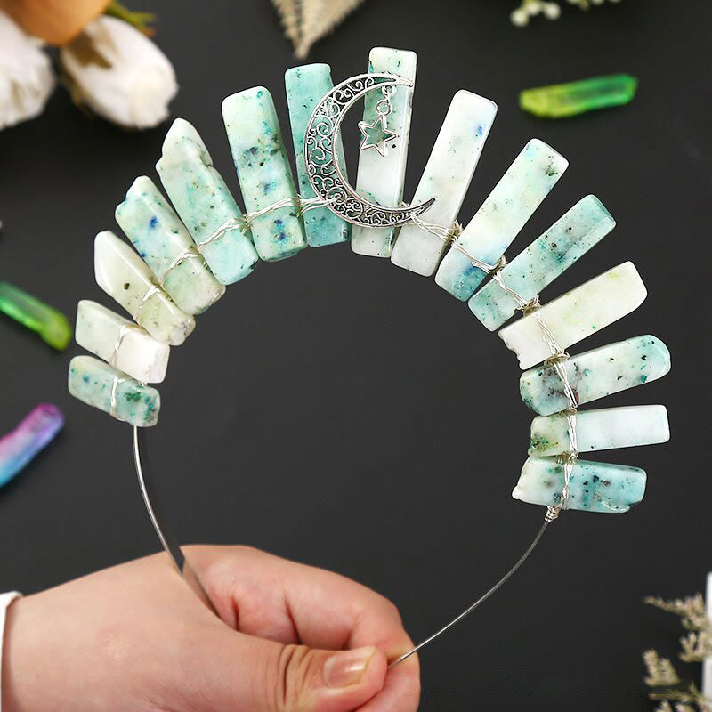 Olivenorma Three Dimensional Moon Star Flat Tube Crystal Crown - African Turquoise&Moon Star - image 12