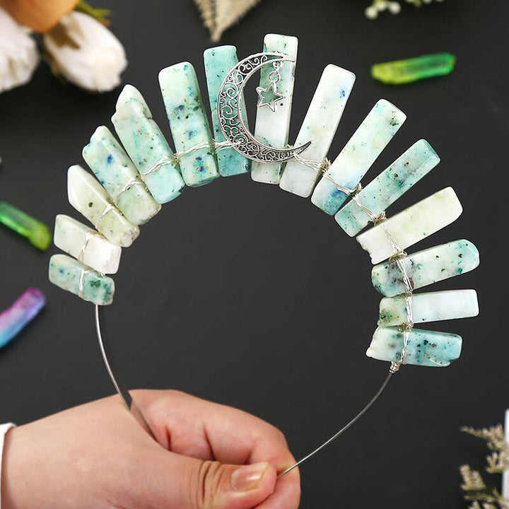 Olivenorma Three Dimensional Moon Star Flat Tube Crystal Crown - African Turquoise&Moon Star - image 12