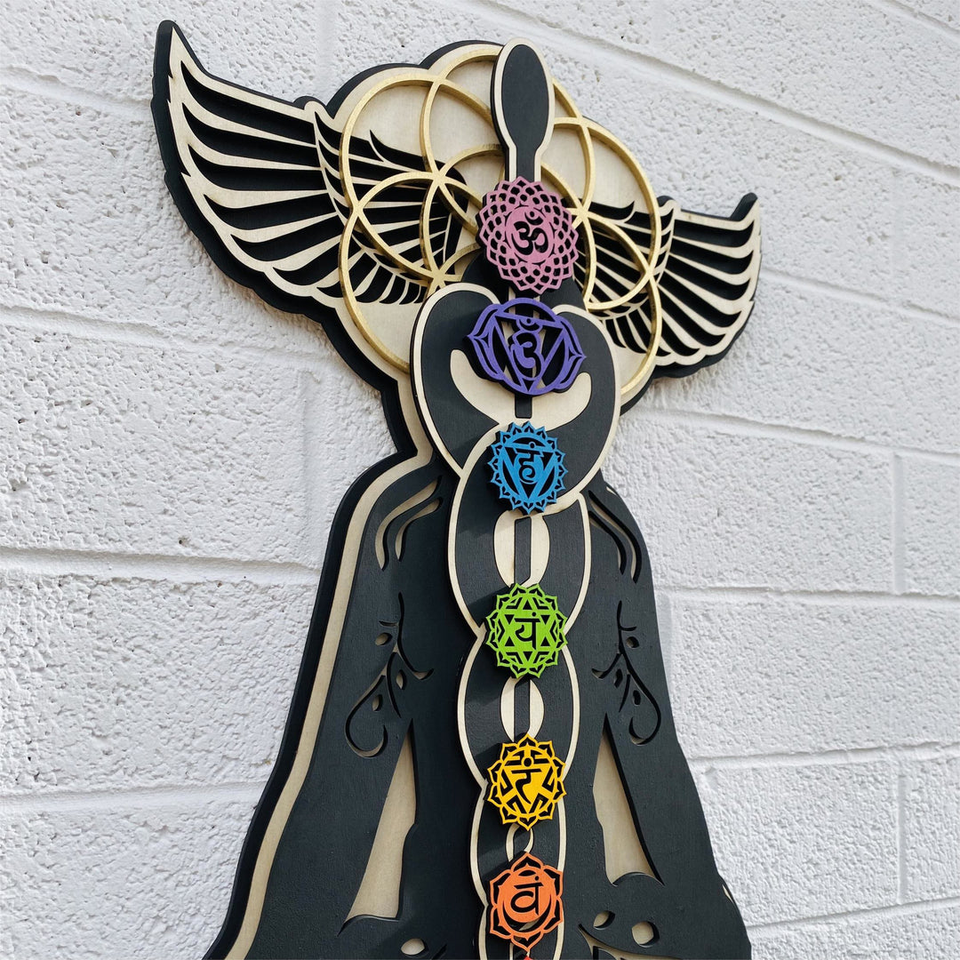 Olivenorma Kundalini Chakra Hand Painted Wood Stained Wall Decor - image 1
