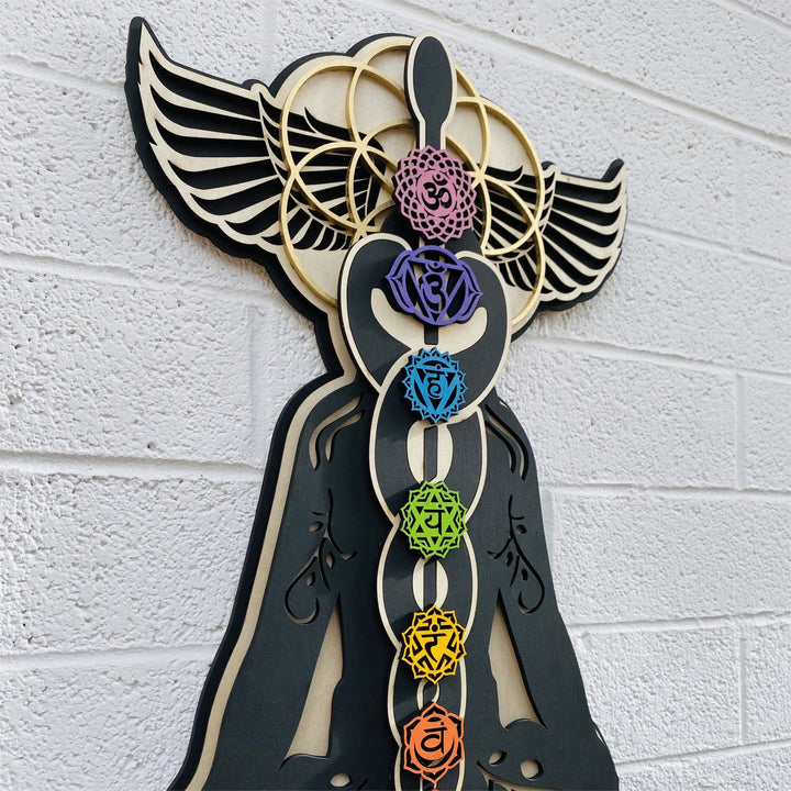 Olivenorma Kundalini Chakra Hand Painted Wood Stained Wall Decor - image 1