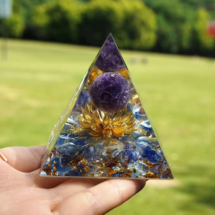 Olivenorma Amethyst Sphere Lapis Lazuli Lotus Orgone Pyramid - image 2