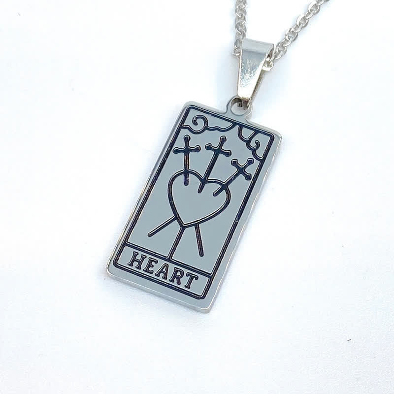 Olivenorma Vintage Tarot Card Fortune Necklace - Three of Swords - Silver - image 13
