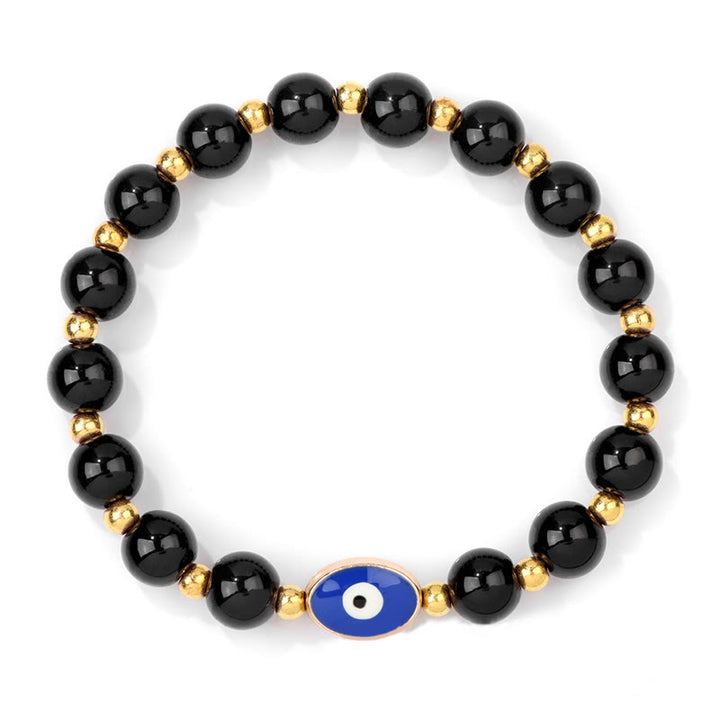 Olivenorma 8mm Blue Tiger Eye Evil Eye Bracelet - Obsidian - image 6