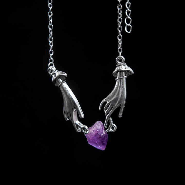 Amethyst Angel Hand Healing Necklace - image 2