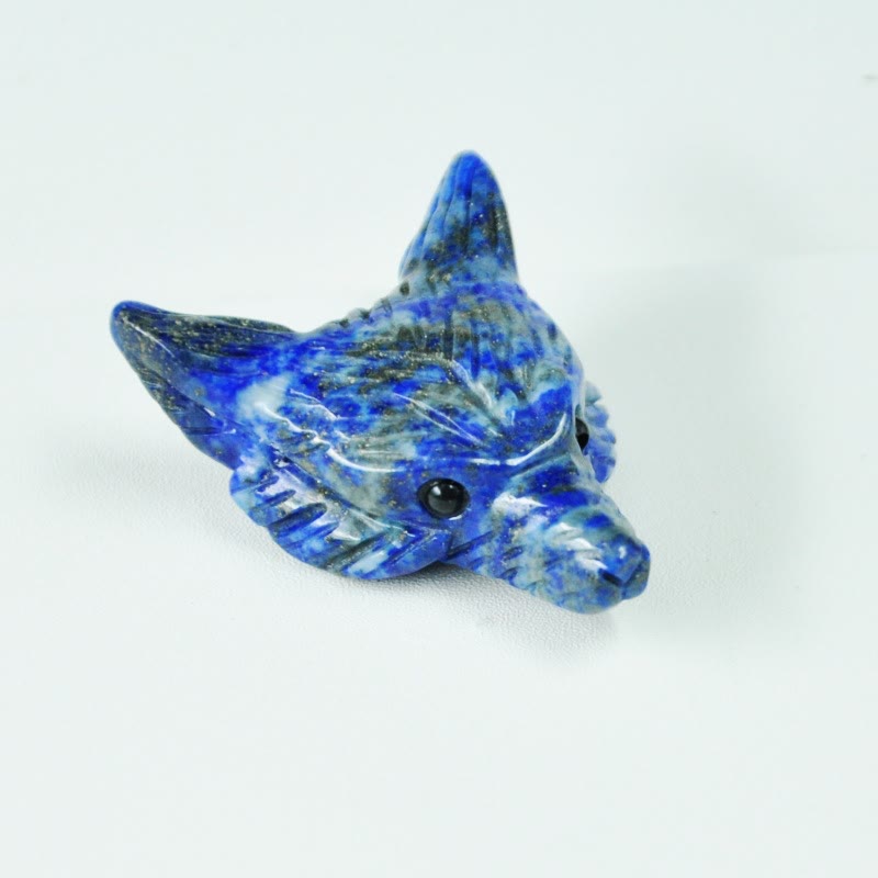 Olivenorma Spirit Guardian Wolf Head Crystal Carving Gemstone Decoration - Lapis Lazuli - With Card - image 17