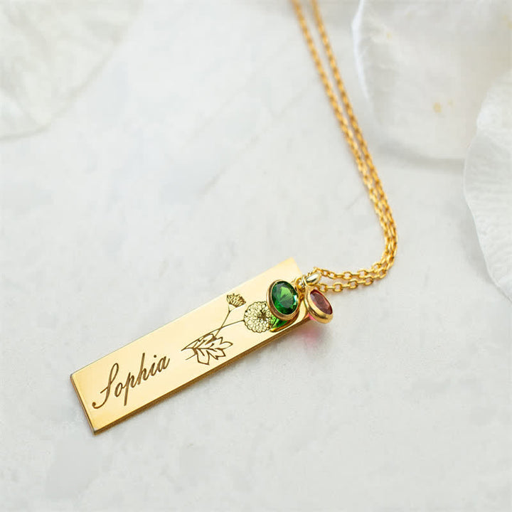Olivenorma Personalized Birth Flower & Birthstone with Name Jewelry Necklace - image 8