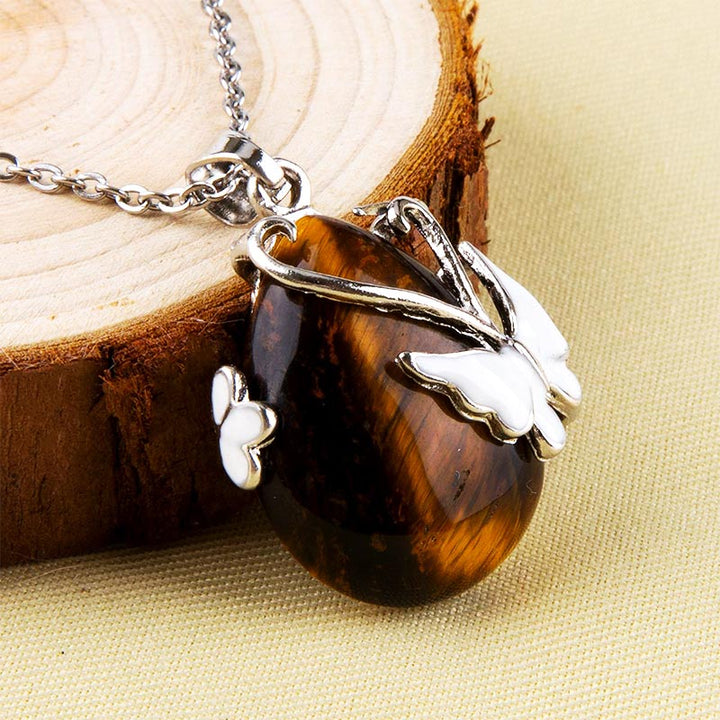 Crystal Butterfly Wings Gemstone Necklace - image 2