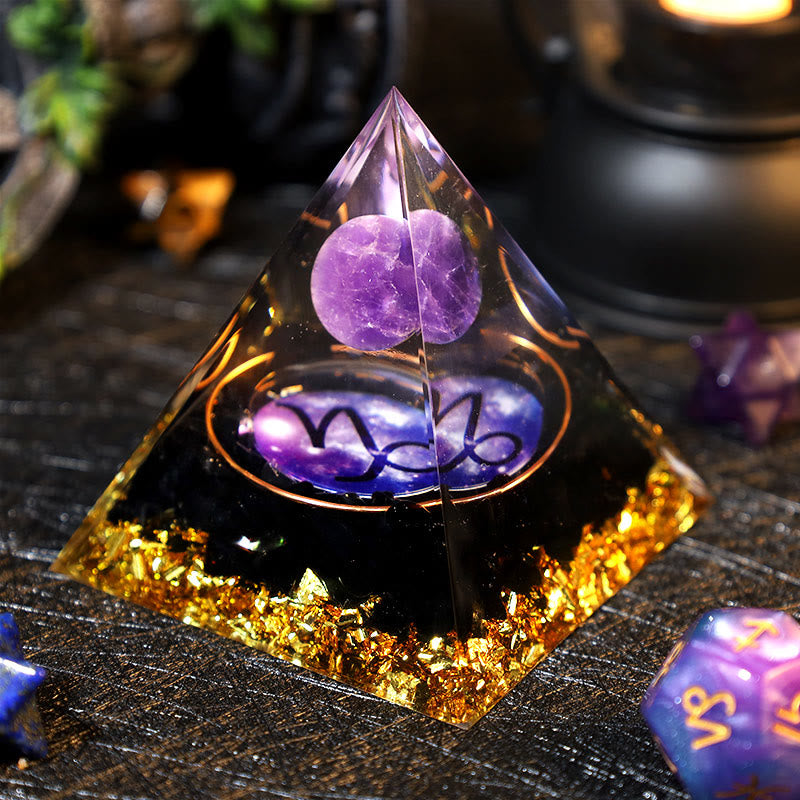 Olivenorma Amethyst Ball Obsidian Gravel Zodiac Capricorn Orgone Pyramid - image 1