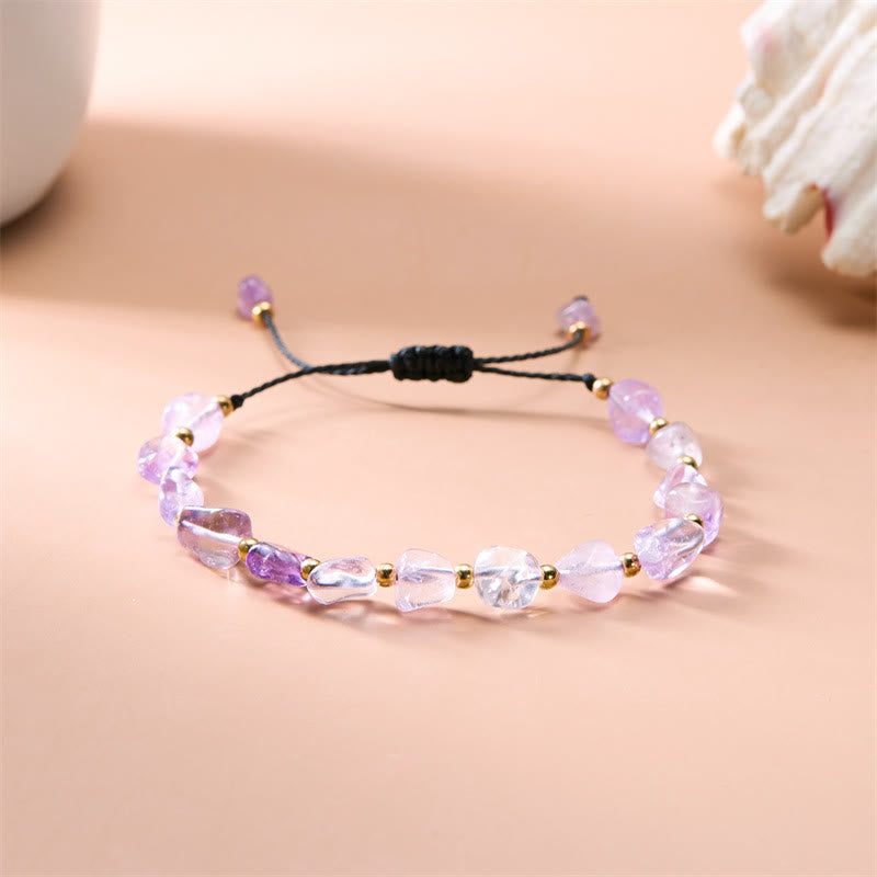 Olivenorma Natural Irregular Stone Beads Hand Woven Bracelet - Amethyst - image 14