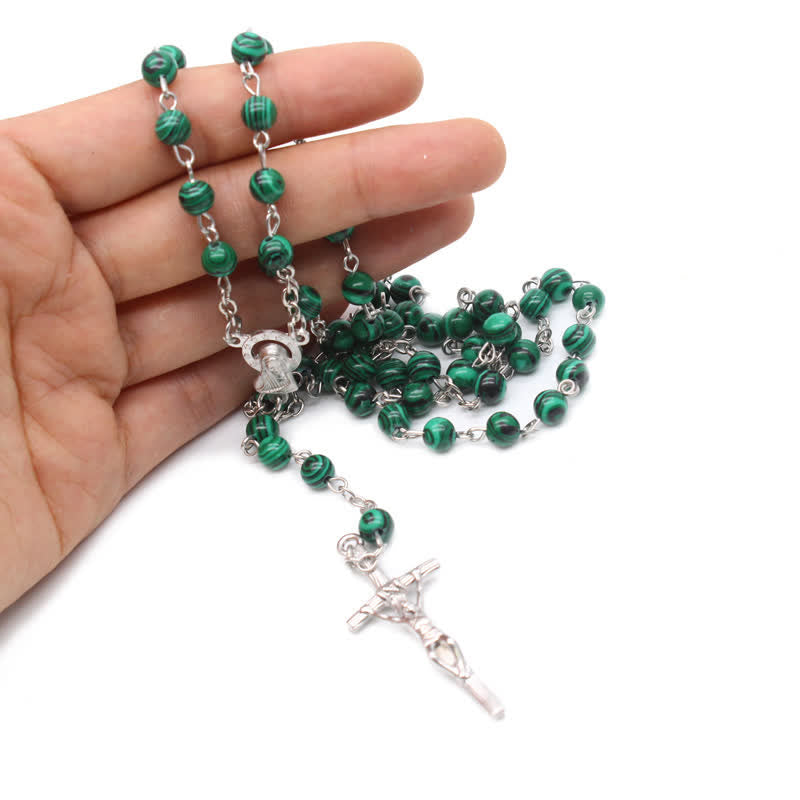 Olivenorma Natural Malachite Cross Rosary Necklace - image 1