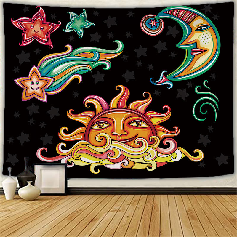 Olivenorma Sun Moon Tattoo Cat Meditation Wall Hanging Tapestry - Sun & Moon & Stars - Brushed fabric - 78.74"*59.05"(200*150cm) - image 5