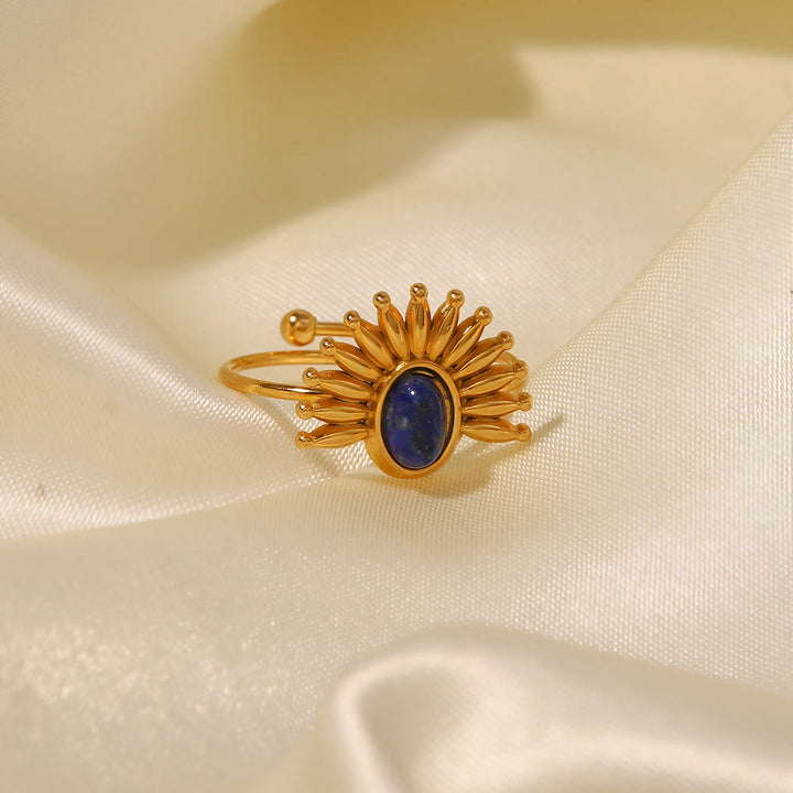 Olivenorma Lapis Lazuli 18k Gold Plated Stainless Steel Ring - image 2
