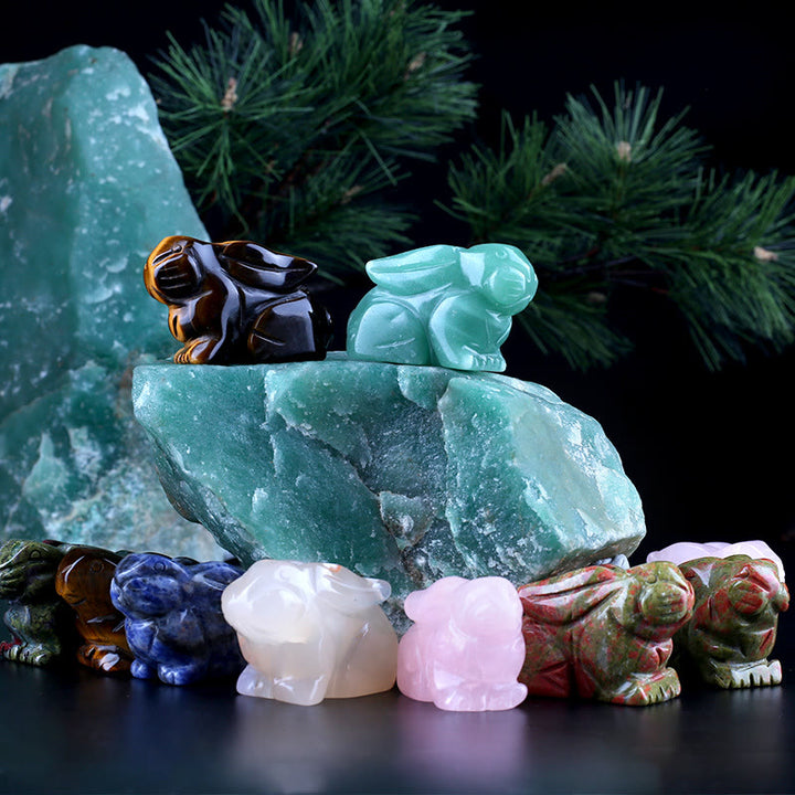 Olivenorma Crystal 12 Zodiac Signs Rabbit Carving Gemstone Decoration - image 0