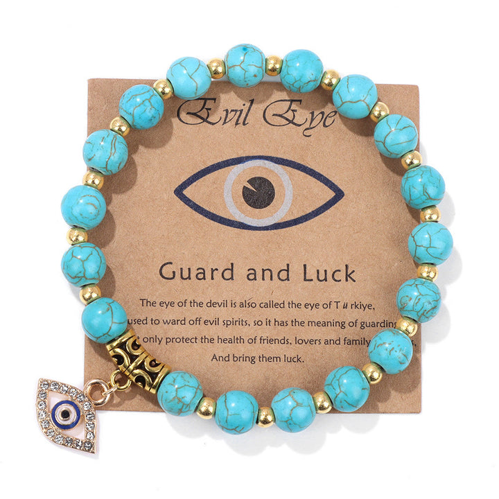 Olivenorma Natural Stone Bead Evil Eye Pendant Bracelet - Evil Eye&Turquoise - image 28
