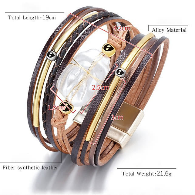 Olivenorma Natural Freshwater Pearl Braided Leather Bracelet - image 8