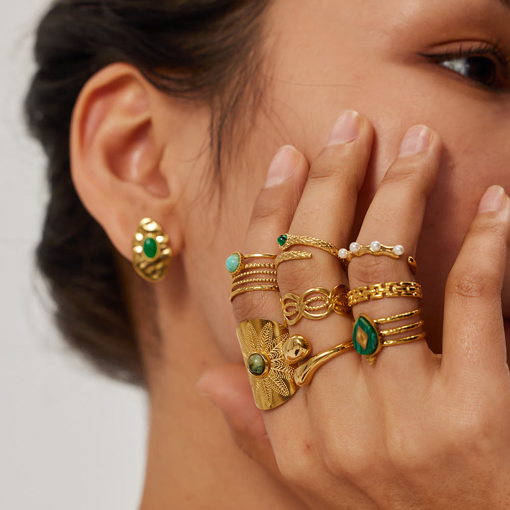 Olivenorma Natural Malachite Adjustable Irregular Ring - image 15