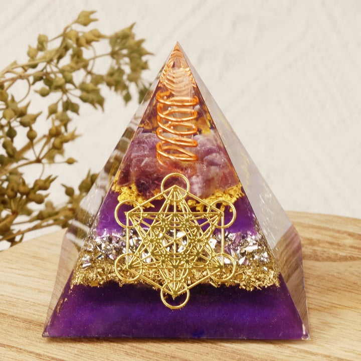 Olivenorma Metatron's Cube Amethyst Orgone Pyramid - 3.93''*3.93''(10cm X 10cm) - YES PLEASE $8 - image 0