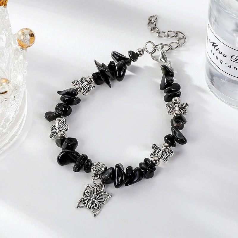 Olivenorma Colorful Crystal Rubble Butterfly Charm Bracelet - Obsidian - image 12