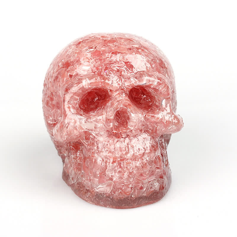 Olivenorma Natural Crystal Skull Gemstone Decoration  - Pink Crystal - image 1