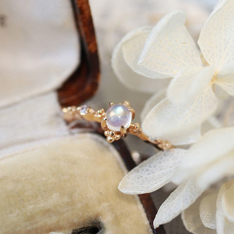 Olivenorma "You Are Bright Moonlight" - Dainty Moonstone Ring - image 4