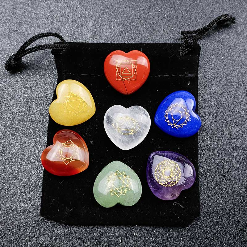 7 Chakra Stones Heart-shaped Crystal Set - image 1