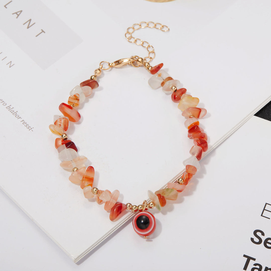 Olivenorma Natural Crystal Gravel Evil Eye Pendant Bracelet - image 9