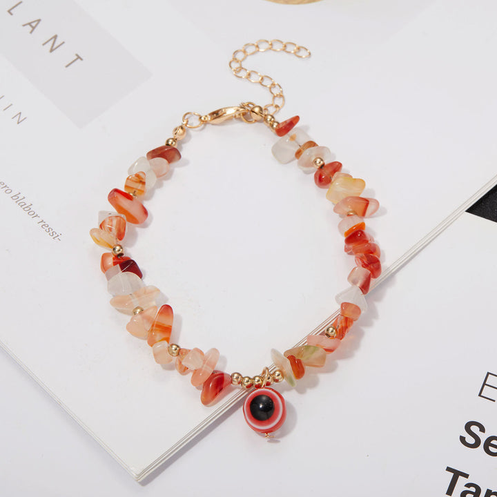 Olivenorma Natural Crystal Gravel Evil Eye Pendant Bracelet - image 9
