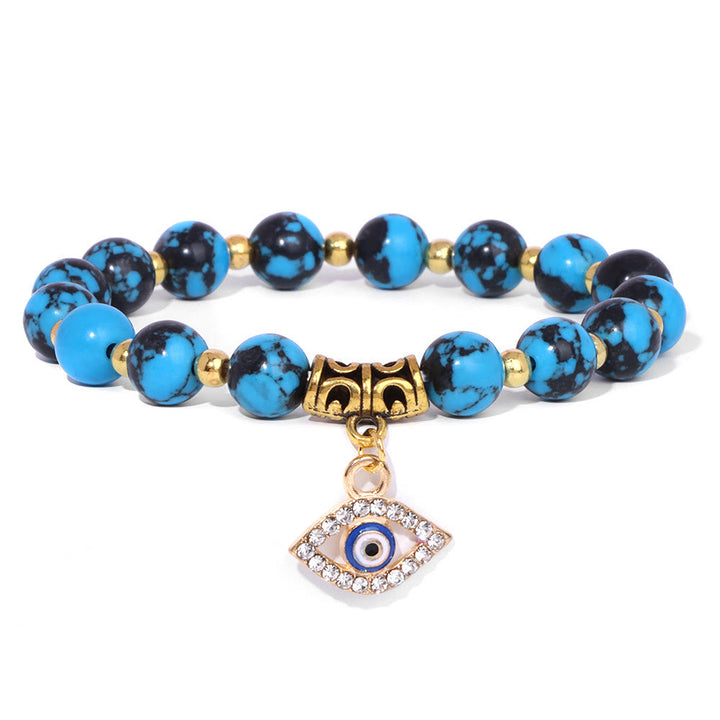 Olivenorma Natural Stone Beaded Evil Eye Pendant Bracelet - Blue Howlite - image 8
