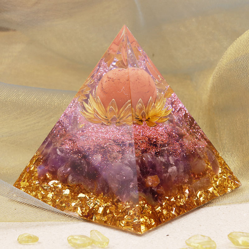 Olivenorma Sun Stone Sphere With Amethyst Orgone Pyramid - image 1