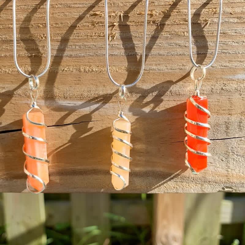 Olivenorma Carnelian Hexagonal Prism Bullet Head Crystal Necklace - image 7