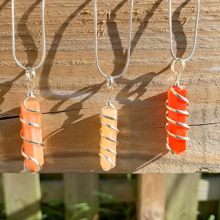 Olivenorma Carnelian Hexagonal Prism Bullet Head Crystal Necklace - image 7