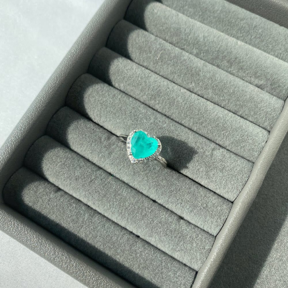 Olivenorma Heart Shape Paraiba Tourmaline Exquisite Ring - image 8