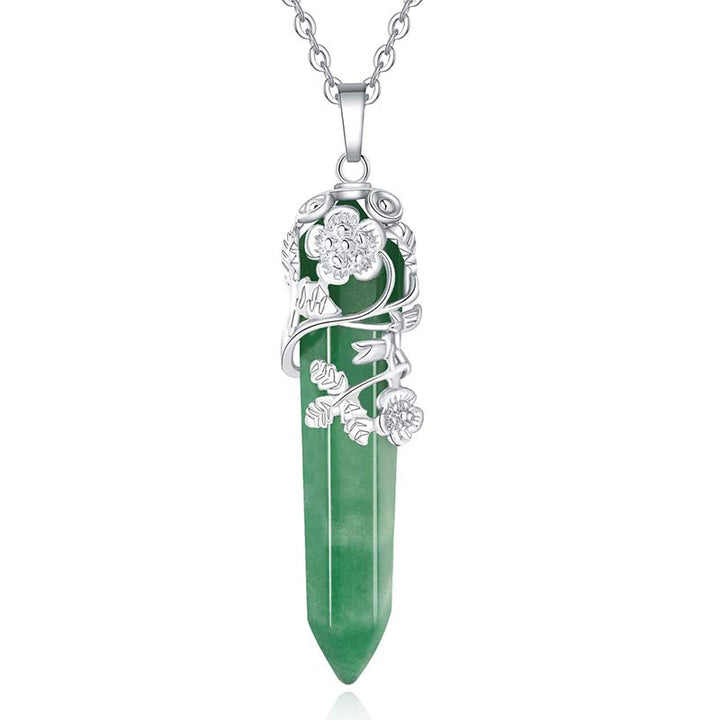 Olivenorma Natural Crystal Hexagonal Column Necklace - Green Aventurine - image 17